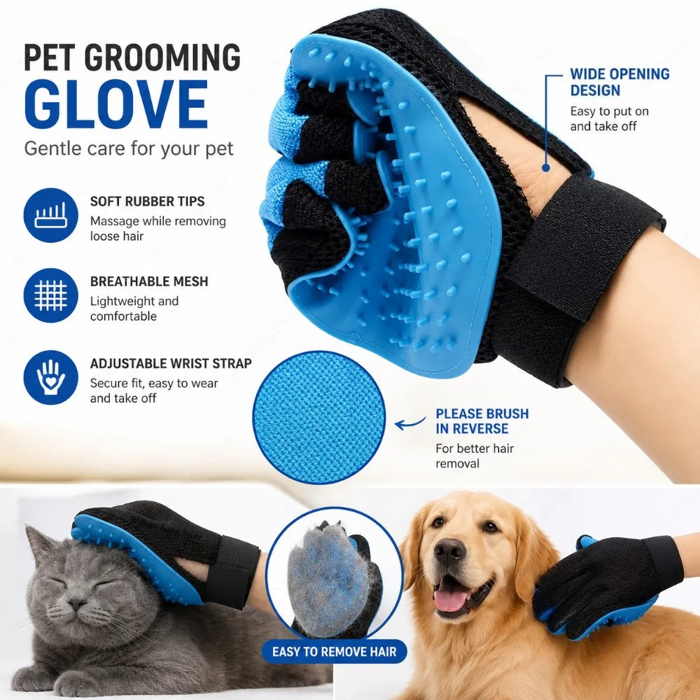 1/10 PCS Pet Silicone Grooming Gloves Effective Hair Remover Comb for Cats Dogs Bath Cleaning and Daily Shedding Control At Home