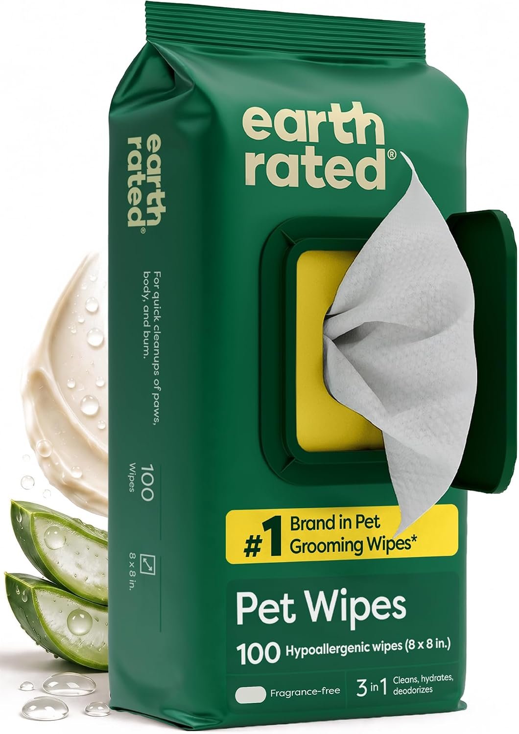 Earth Rated Pet Wipes 100 count package